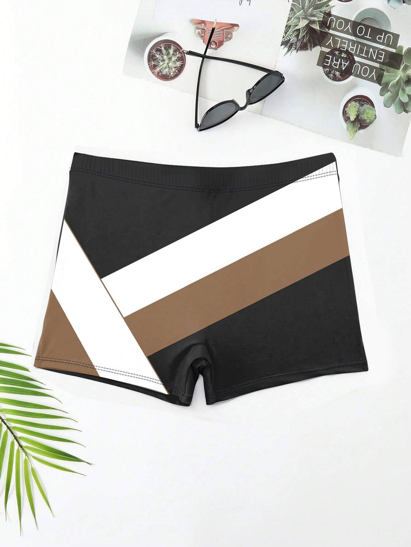 Pantalones cortos de baño para hombre, de estilo europeo y americano, sencillos, personalizados, a la moda y con bloques de color, ajustados y sexys, disponibles en 2025._voghion.com