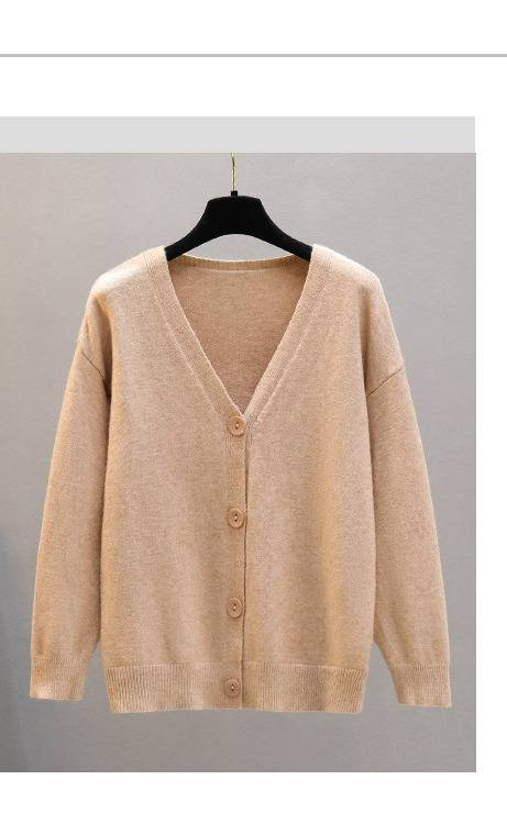 "Oversized Harajuku Cardigan – Chunky Knit Open Front Sweater For Women (Khaki/Grey/Black/Dark Brown, One Size)"_voghion.com