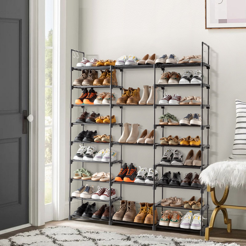 Étagère à chaussures à 9 niveaux, organiseur pour chaussures d'entrée, pouvant contenir 50 à 55 paires de chaussures, armoire à chaussures empilable_voghion.com