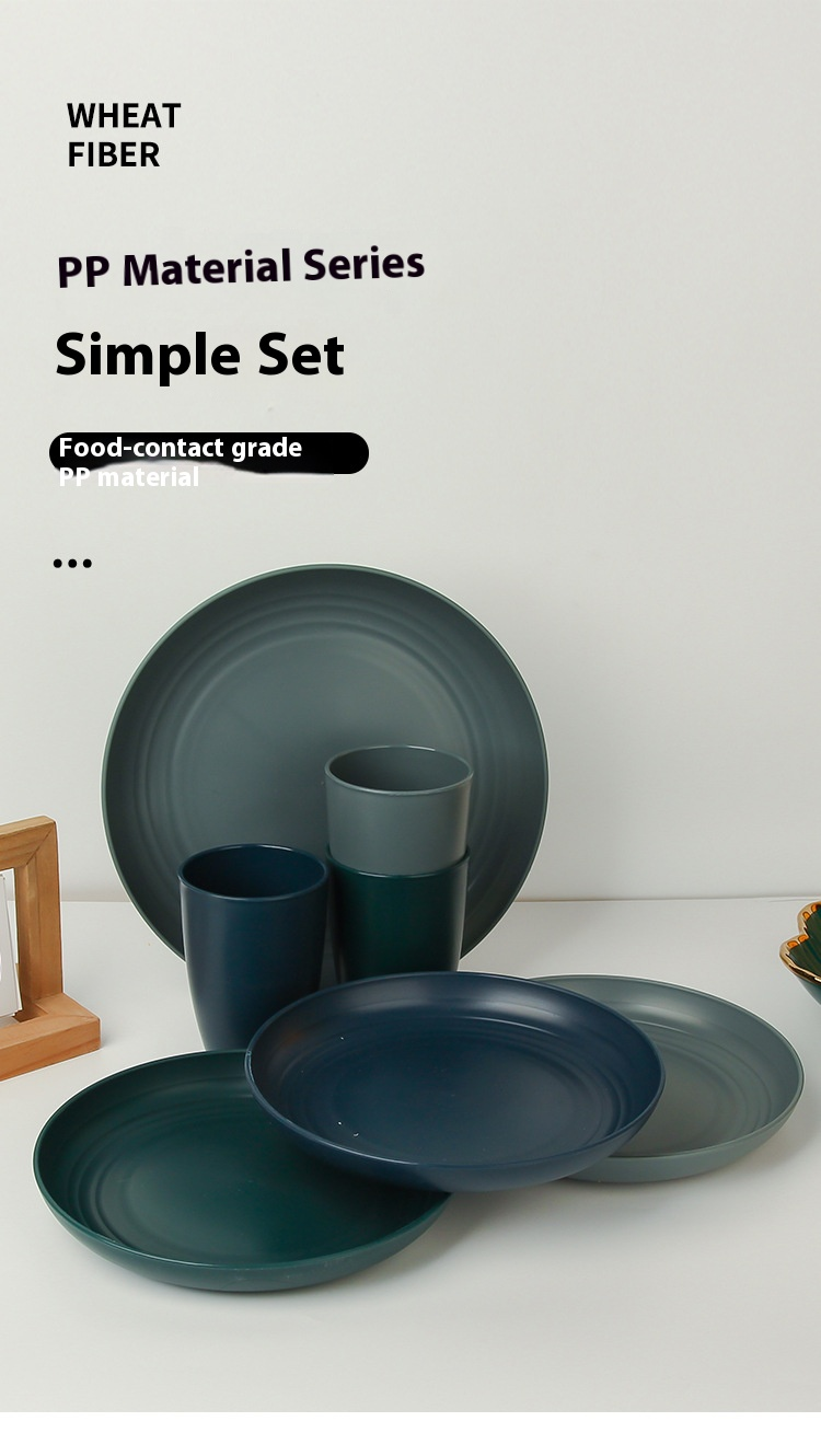 Bowls, Plates, Plastic Tableware 16 Piece Set For Home Use, Adult Dining Bowls, Round Plates, Water Cups Set_voghion.com
