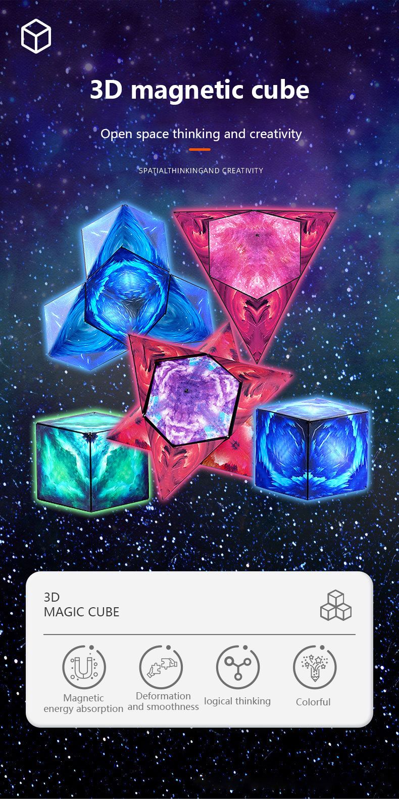 Magnets Cube Toy Hot Selling Brain Training Shape Shifting Box 3D Infinity Geometry Magnetic Fidget Magic Cube For Children_voghion.com