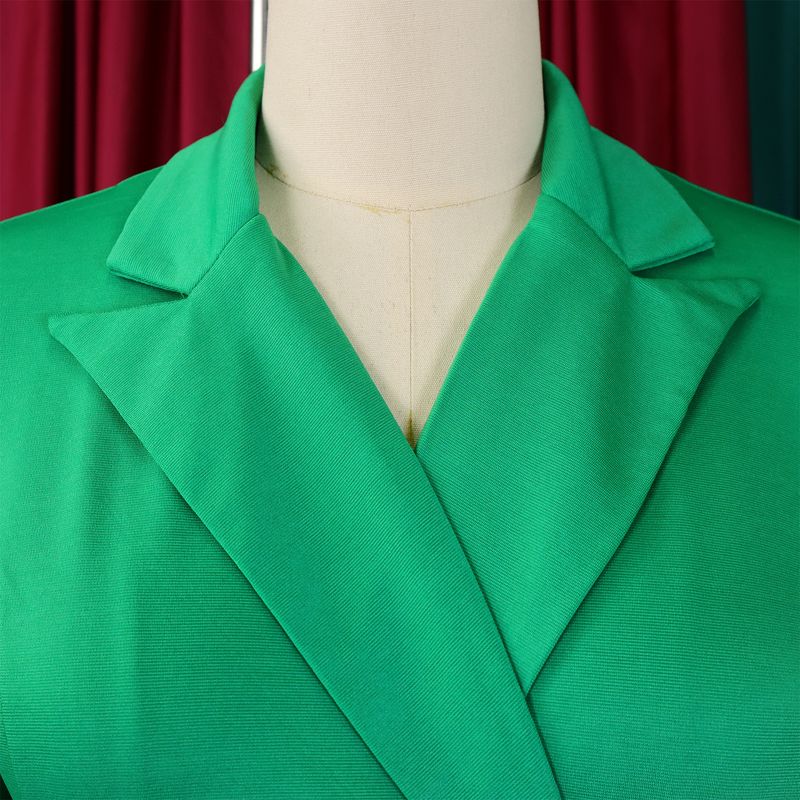 Damenbekleidung Damenmode Temperament Zweireihiger Anzugkragen Einfarbiges Kleid Mittellanges Kleid_voghion.com