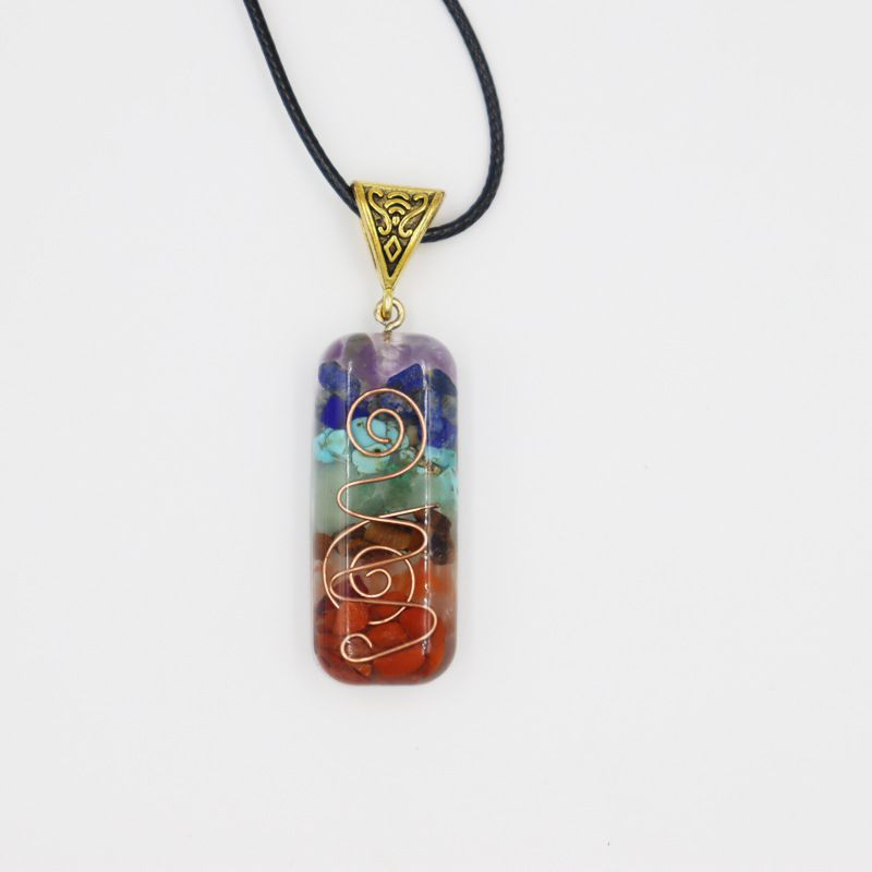 Collana con ciondolo in pietra curativa dei 7 chakra - Gioiello energetico in cristallo naturale per yoga e meditazione con catena regolabile da 45 cm, regalo spirituale perfetto._voghion.com