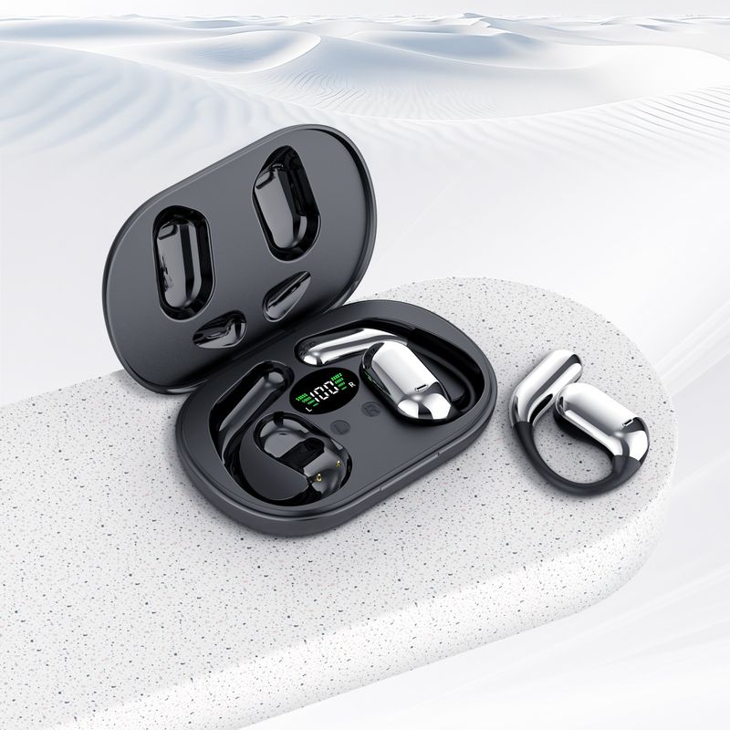 Open BT 5.4 Headphones, Wireless Earbuds Sport Over Earphones Built-in Mic with Hooks 50H Playtime Ear Buds LED Display_voghion.com