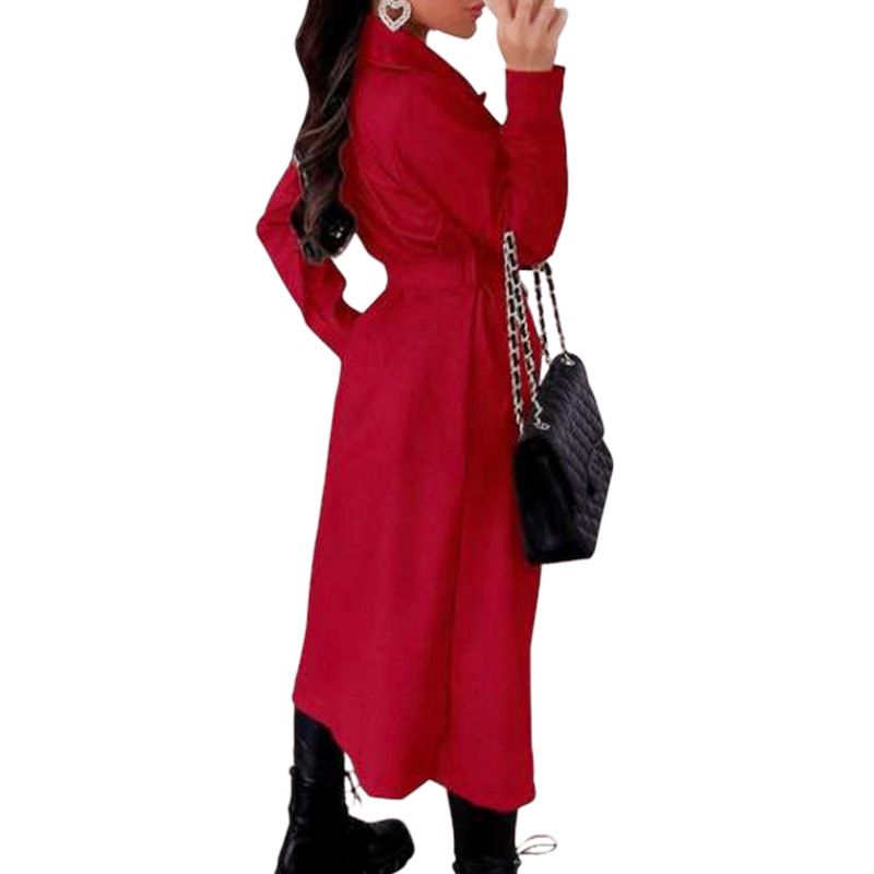 Autumn Winter New 2024 Long Women's Plus Size Trench Coat With Belt_voghion.com