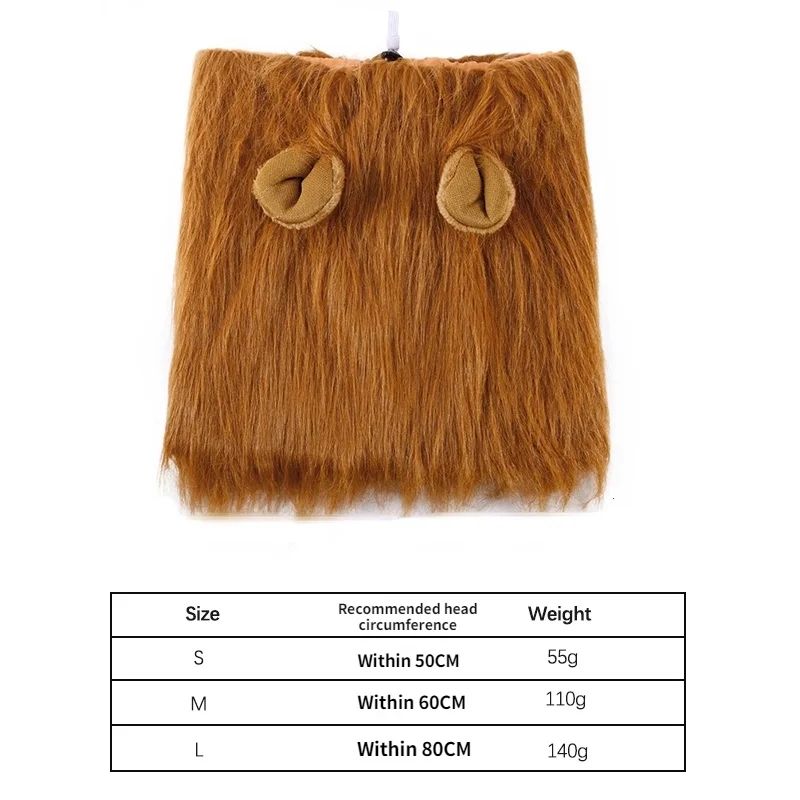 Niedliche Cosplay-Kleidung für Hunde, Löwenmähne für Hundekostüme, realistische Löwenperücke für mittelgroße bis große Hunde mit Ohr-Haustierzubehör_voghion.com