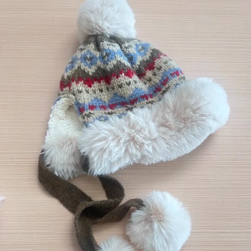 Paraorecchie a quadri color-block in stile coreano per donna, snellenti per il viso, nuovi per autunno e inverno, caldi, versatili e resistenti al freddo_voghion.com