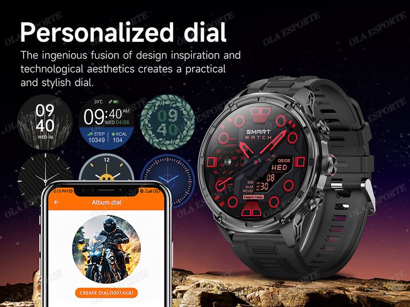 Montre connectée militaire pour hommes, 710 mAh, pour l'extérieur, GPS, boussole, fréquence cardiaque, lampe de poche LED, appels Bluetooth, sport_voghion.com