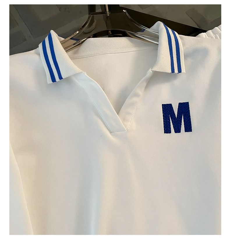 Abbigliamento da donna Completo sportivo casual di alta qualità, felpa con colletto polo slim, pantaloni a gamba larga, completo in due pezzi_voghion.com