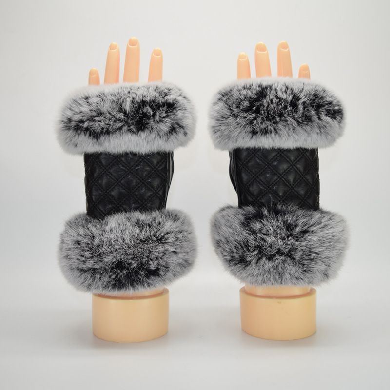 Herbst Winter Mode Schaffell Damen Rex Kaninchenfell Halbschnitt Typing Furry Apparel Vollfingerhandschuhe Neues Modell_voghion.com