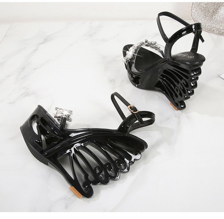 Women's Strappy High Heel Sandals - Rhinestone Decor & Comfortable Platform For Parties_voghion.com