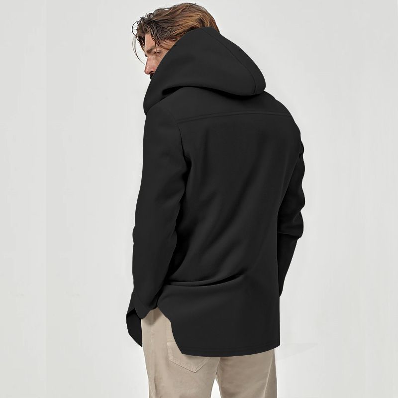 Men's Stylish Trench Coat With Double Breasted Design, Mid-Length Cotton Blend Jacket For Spring & Autumn, Slim Fit Casual Coat_voghion.com