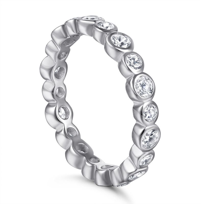 Full Diamond Row Ring - 925 Sterling Silver Rose Gold/Platinum Plated Ring_voghion.com