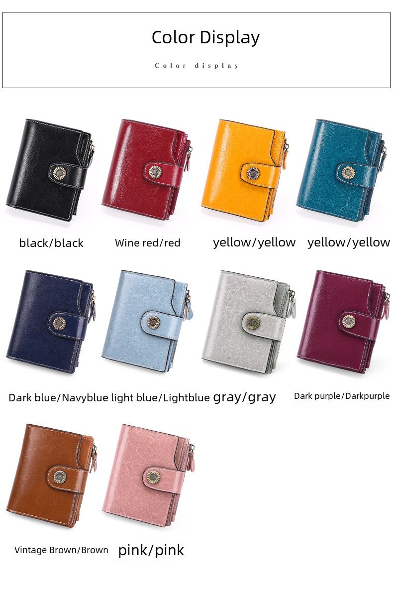 Women's wallet short Korean fashion buckle clutch girl's change bag multi-function card bag_voghion.com