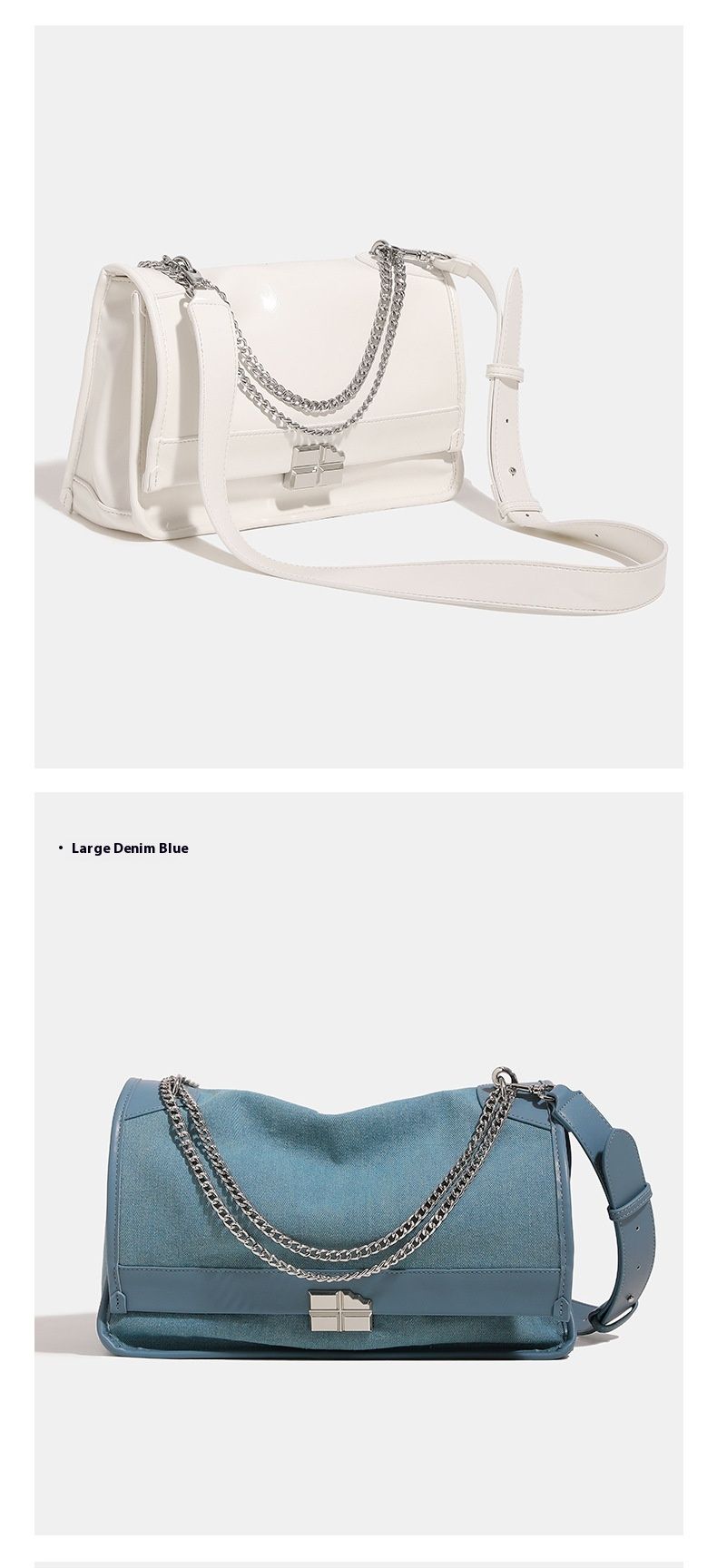 Chaîne au Design Unique pour femmes, sac de facteur en Denim de grande capacité à une épaule, sac fourre-tout à bandoulière, nouvelle collection 2024_voghion.com