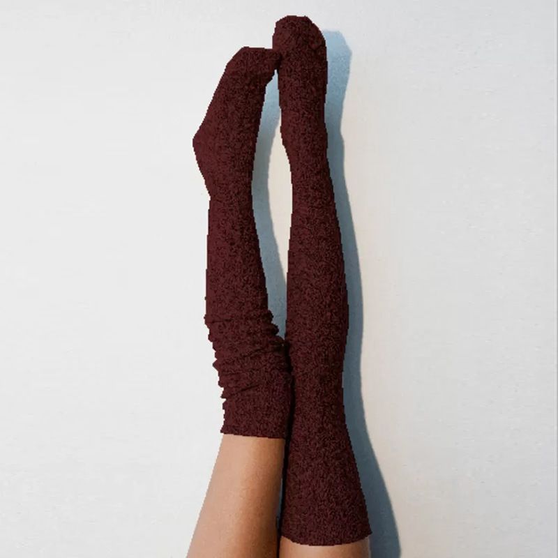 Calcetines de lana Y2K para mujer, de color liso, largos, de punto, por encima de la rodilla, otoño e invierno, gran oferta, 2025d_voghion.com