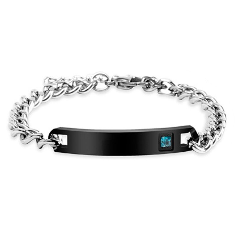 Bracciale alla moda hip-hop in acciaio al titanio per coppie, regalo di San Valentino, corona, cuore, zircone, incisione_voghion.com