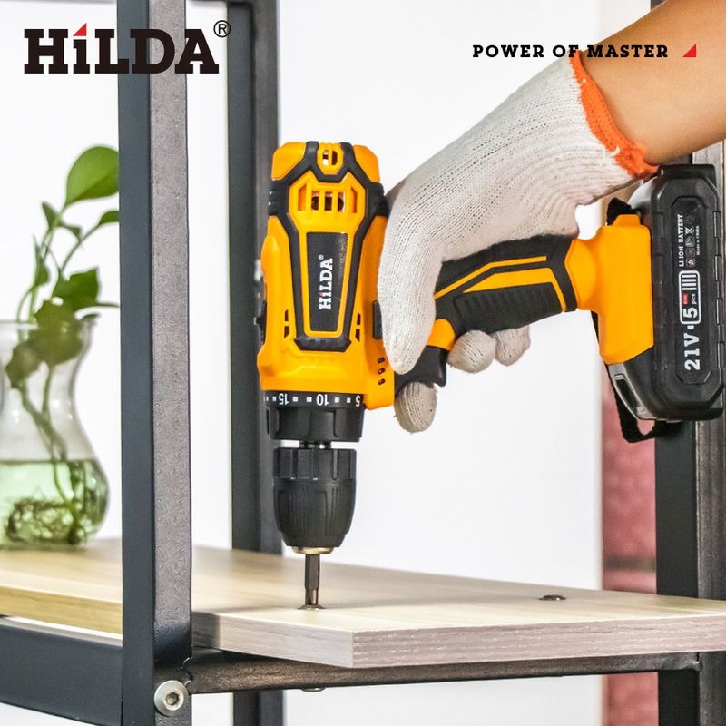 HILDA Cordless Lithium-Ion Drill Driver With 1 Battery & Charger, 10mm Chuck, 25Nm Torque, 1350 RPM, For Wood/Metal/Concrete Drilling & Screw Driving_voghion.com
