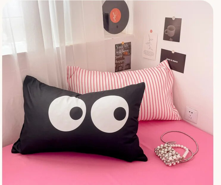 Summer Inns Sweet Cool Blog Stile principale Set di lenzuola a quattro pezzi a righe semplici colorate per la biancheria da letto del dormitorio degli studenti_voghion.com