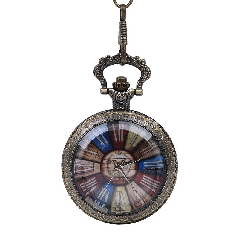 Large With Lace Edge Glass Flip Cover Style Ancient Roman Pocket Watch 8964_voghion.com