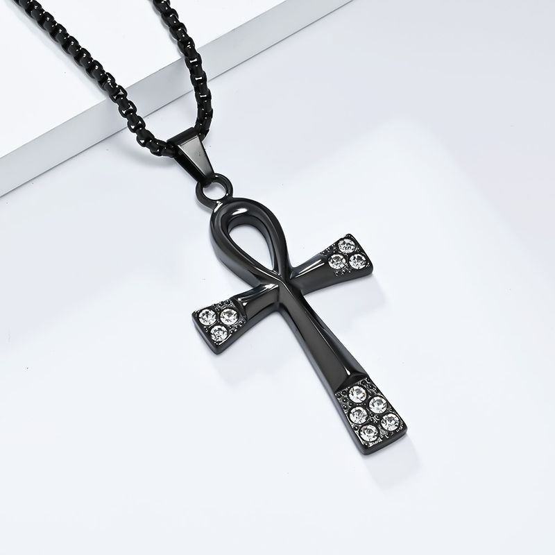Antico simbolo di vita egizio in acciaio inossidabile con croce ankh collana gioielli ciondolo a forma di croce a T_voghion.com