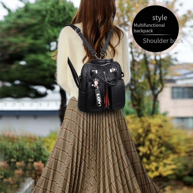 Contrasting color shoulder bag handbag 2024 new versatile fashion one-shoulder diagonal bag three-purpose bag with leather multi-purpose bag_voghion.com