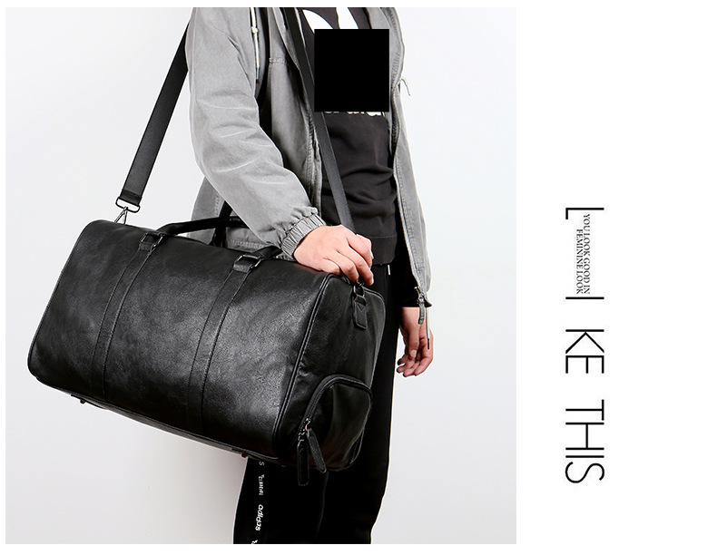Borsa da viaggio in pelle da uomo, borsa retrò, grande capacità, tracolla, fitness, bagaglio con scarpe_voghion.com
