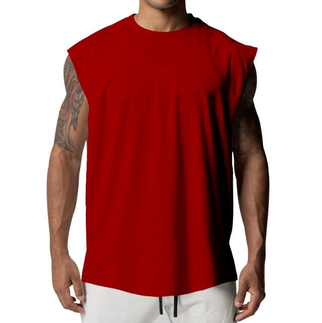 Summer Men's Round Collar Pure Color Sleeveless Jerkin Type Quick Drying Fitness Vest S-3XL_voghion.com