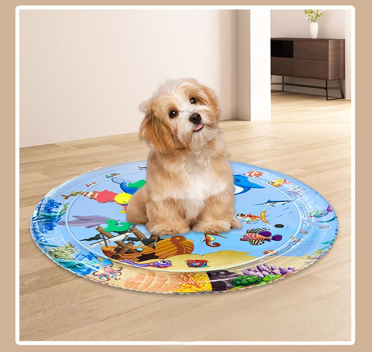 Extra Thick Round Pet Cooling Mat - Durable Eco-PVC Ice Pad For Dogs & Cats Chew-Proof Inflatable Water Cushion With Non-Slip Base_voghion.com