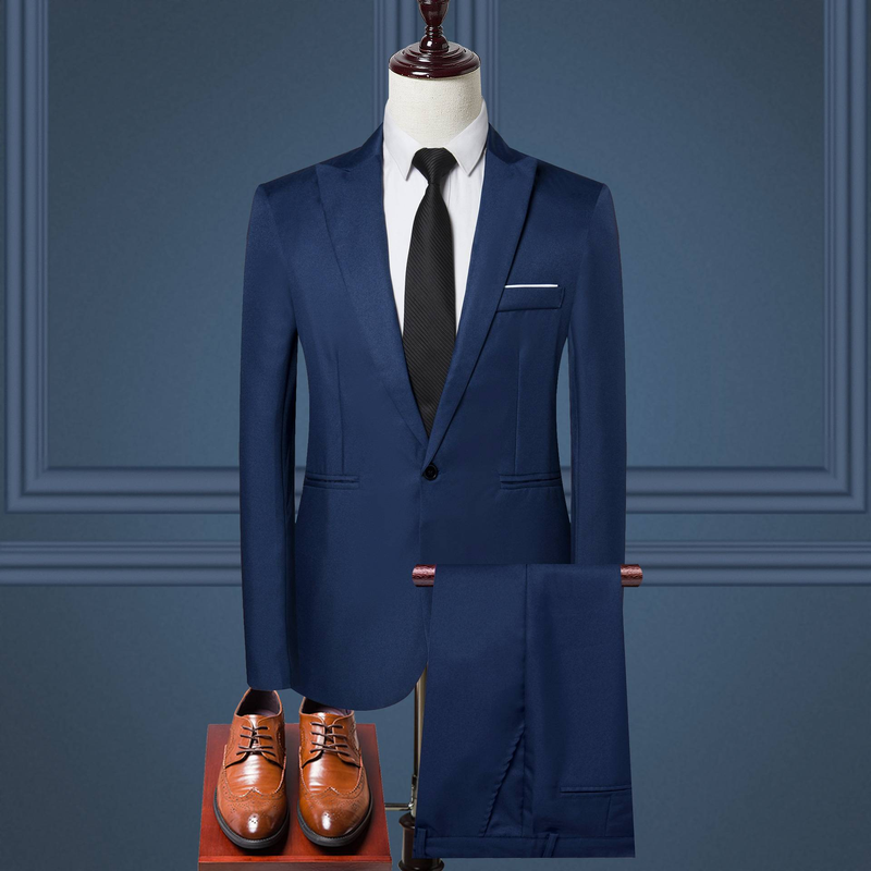 Herrenbekleidung Dünner Anzug und Hose Set Herrenmode Business Slim Casual Kleiner Anzug Herrenbekleidung_voghion.com