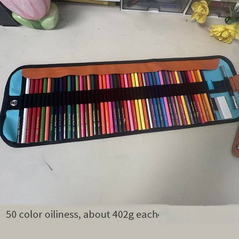 50-Farben-Set hochwertiger Buntstifte aus Holz auf Ölbasis mit Bleistifthülle – Sechskantschaft für gleichmäßiges Zeichnen und Verblenden_voghion.com