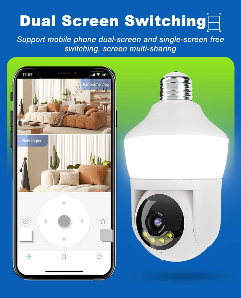 Smart AI Lighting Bulb Surveillance Camera With HD Night Vision, Voice Intercom And WiFi Monitoring_voghion.com