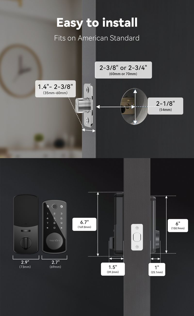 Oteller İçin Anahtar Kartlı Biyometrik Parmak İzi Akıllı Kapı Kilidi Tenon K7_voghion.com