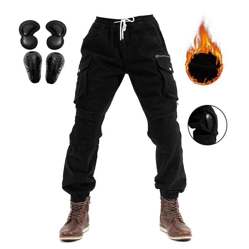 Winter Thermal Motorcycle Riding Pants For Men & Women – Windproof Fleece-Lined Trousers With Anti-Slip Knee Protection & Slim Fit_voghion.com