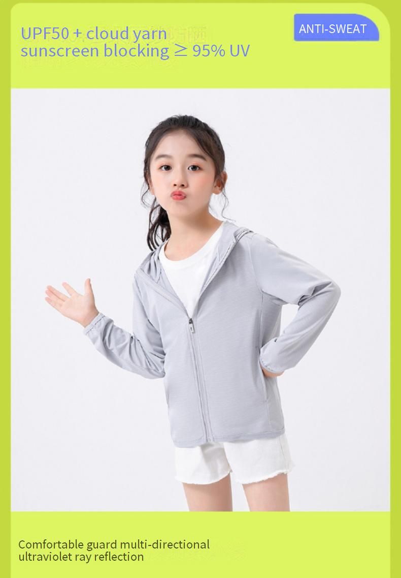 UPF 50+ Sonnenschutz-Hoodie – Leichte, kühlende UV-Schutzjacke für Outdoor-Aktivitäten (110–150 cm) – Atmungsaktives Sonnenschutzshirt für Kinder zum Wandern und Radfahren_voghion.com