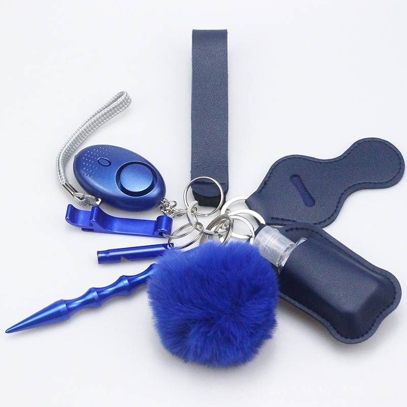 Kompaktes 9-teiliges Selbstverteidigungs-Schlüsselanhänger-Set – Robustes Sicherheitswerkzeug aus Metall und Leder für Auto, Handtasche, Rucksack (Mehrere Farben)_voghion.com