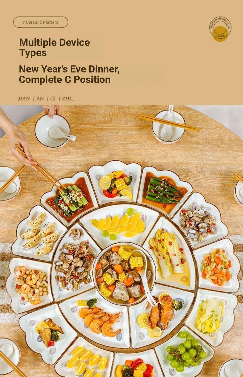 Elegant Leaf-Crown Ceramic Dinnerware Set – 6/18/22/49-Piece New Home & Family Feast Tableware, Microwave & Dishwasher Safe_voghion.com