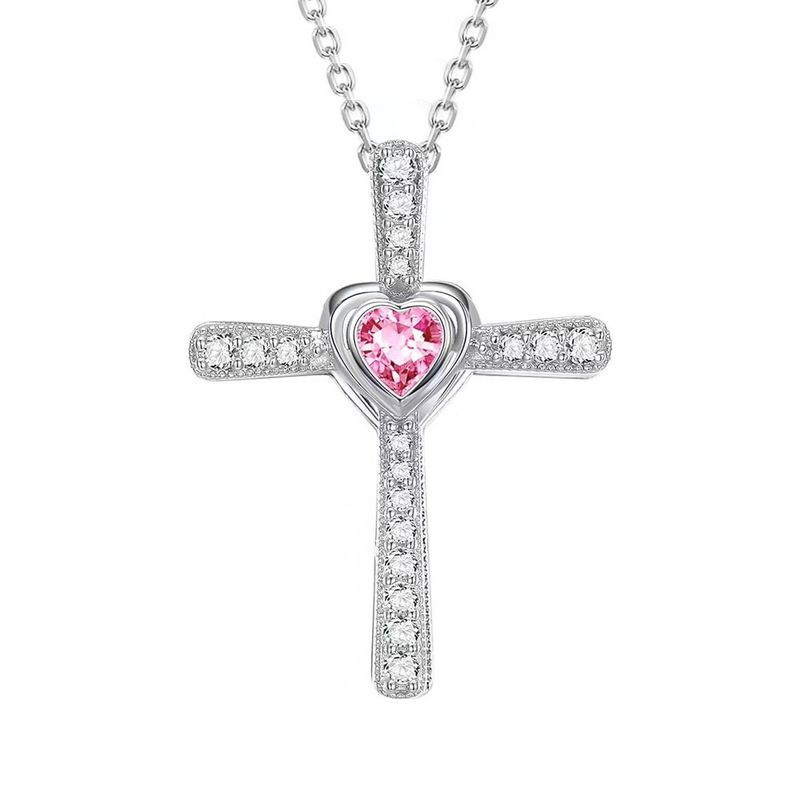 Collana con croce a forma di cuore per donna, ciondolo unico e versatile_voghion.com
