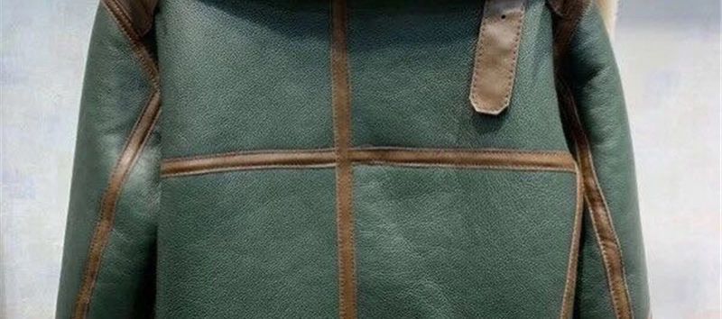 Abbigliamento da donna Inverno Nuovo Verde Splicing Grande Risvolto Motociclista Vestiti Donna Spessa Pelliccia Corta Giacca di Pecora Shearling_voghion.com