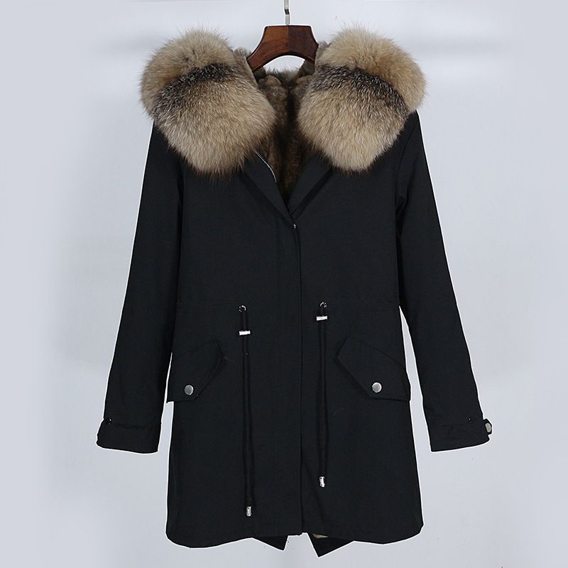 Naisterõivad Parker Fur Winter eemaldatava voodriga keskmise ja pika rebase karusnahast mantel_voghion.com