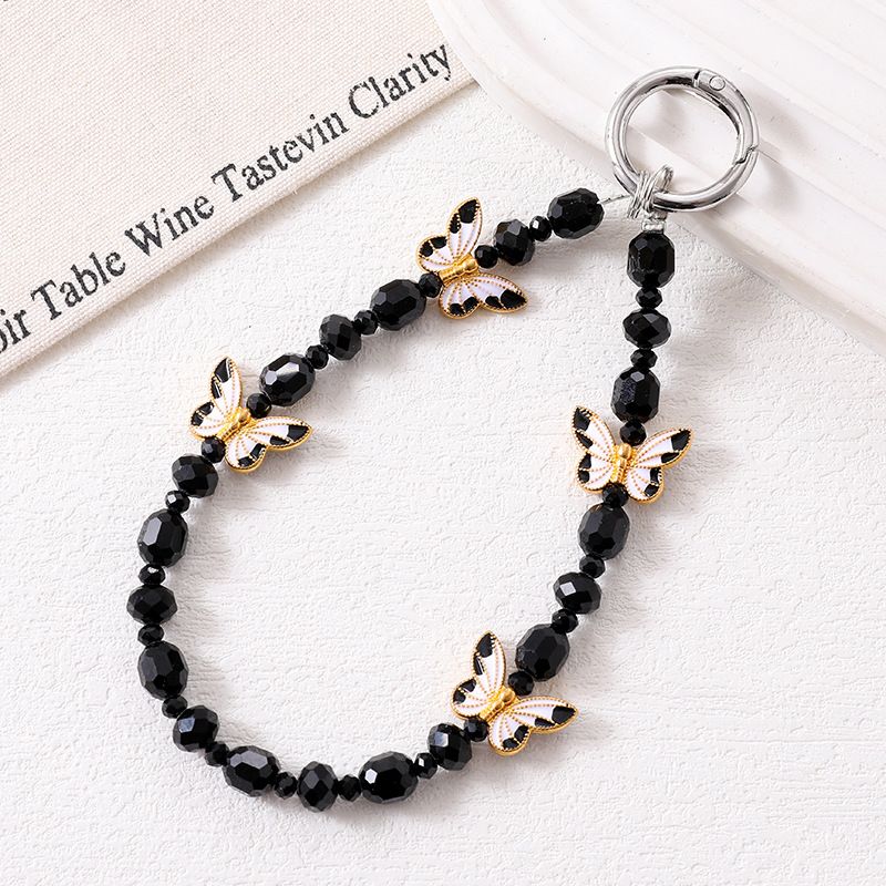 High-end Fairy Crystal Beaded Bag Decoration Alloy Butterfly Pendant Niche Ins Phone Chain_voghion.com