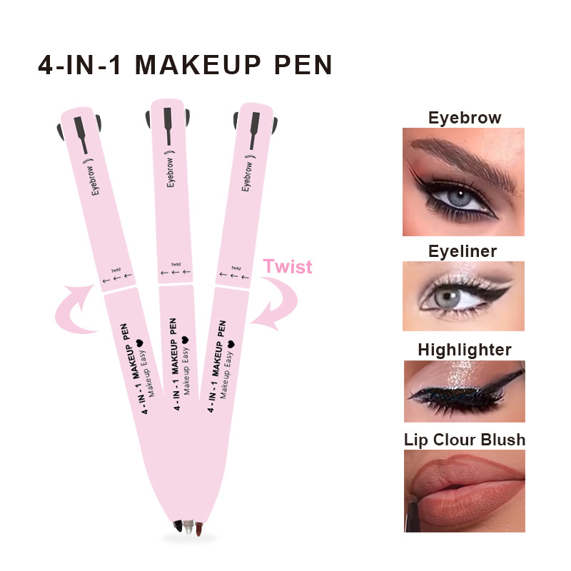 4-in-1 Make-Up Stift Vier 4 Farben Lip Liner Highlighter Eyeliner Augenbrauen Bleistift 4in1makeuppen_voghion.com