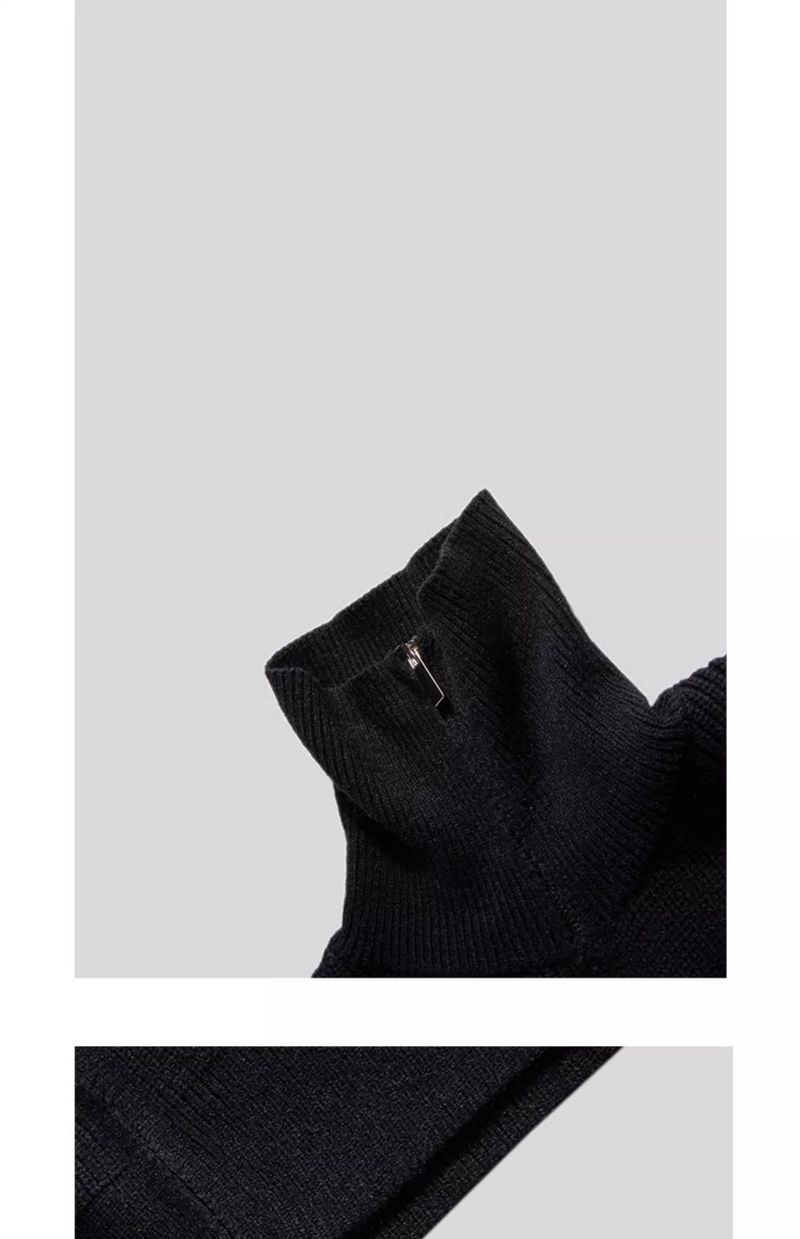 Herrenbekleidung Strickjacke für Herren Herbst und Winter einfarbig Reißverschluss All-Match-Strickjacke für Herren lockerer Casual-Style-Trend_voghion.com