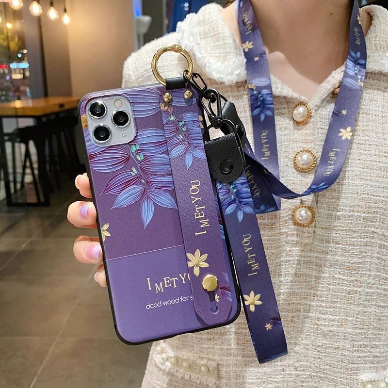 Ovitek z vrvico za zapestje za Xiaomi 14T 13T 12T 11T Poco X7 F6 F5 Redmi Note 14 13 12 11 Pro Plus 13C W Leaf zapestni pašček za telefon_voghion.com