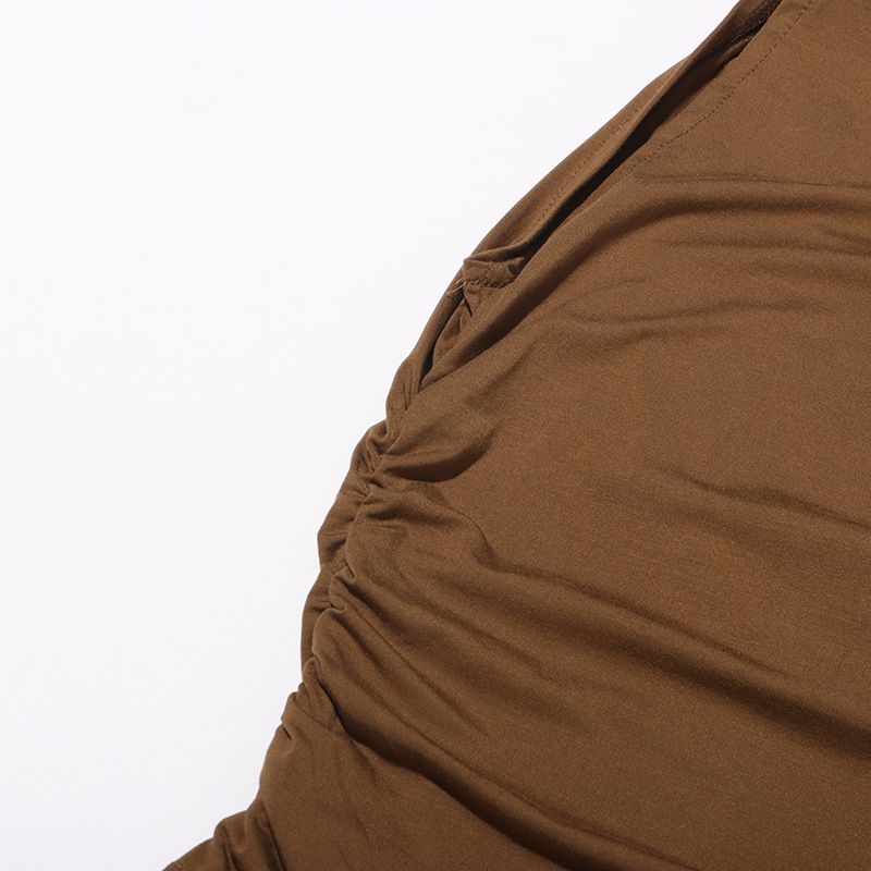Abbigliamento da donna, top senza maniche con colletto a volant, nuovo temperamento, design con lacci plissettati, vestibilità attillata._voghion.com