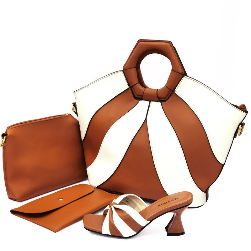 Women Shoe Bag Set Square Toe Sandals Matching Handbag Multi Piece Set_voghion.com