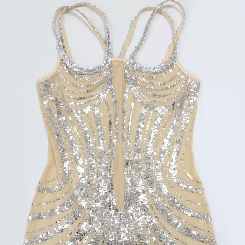 Abito da donna con paillettes in vita e sui fianchi, abito da sera per l'ospite dell'incontro annuale, gonna in pelliccia_voghion.com