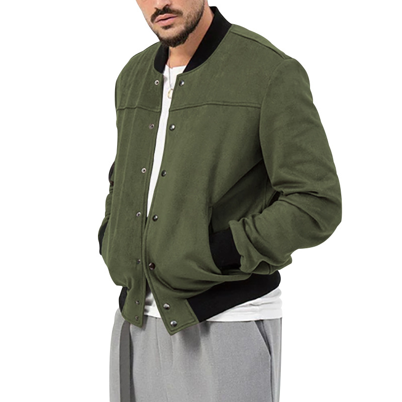 Men's Clothing Autumn and Winter Suede Stand Collar Men's Button Cardigan Jacket Casual Retro Jacket Men_voghion.com