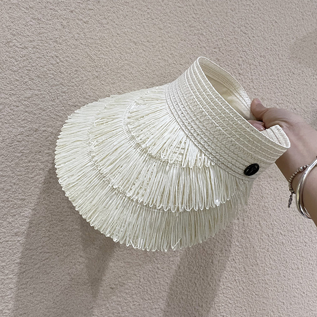 Top vuoto da donna in tessuto erboso, protezione da spiaggia, ombreggiatura, cerchietto per capelli da esterno, cappello in erba con lingua d'anatra, primavera e_voghion.com
