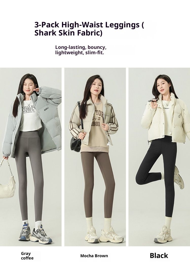 RenMou 2024 New Spring And Autumn Nine-point Shark Pants For Women, Warm High-waisted Tummy Control Butt-lifting Yoga Pants,_voghion.com